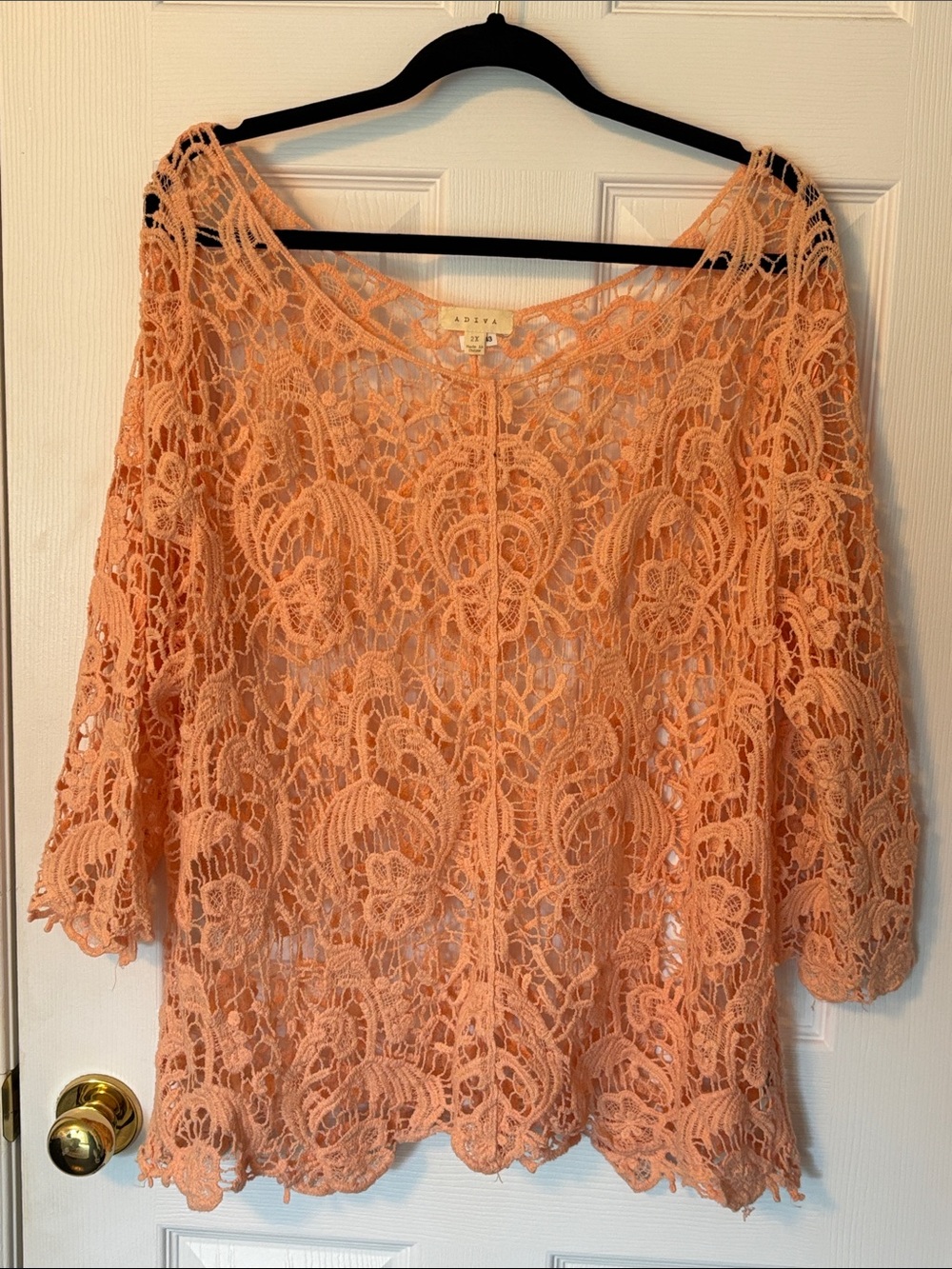 Peach Crochet Lace Top
